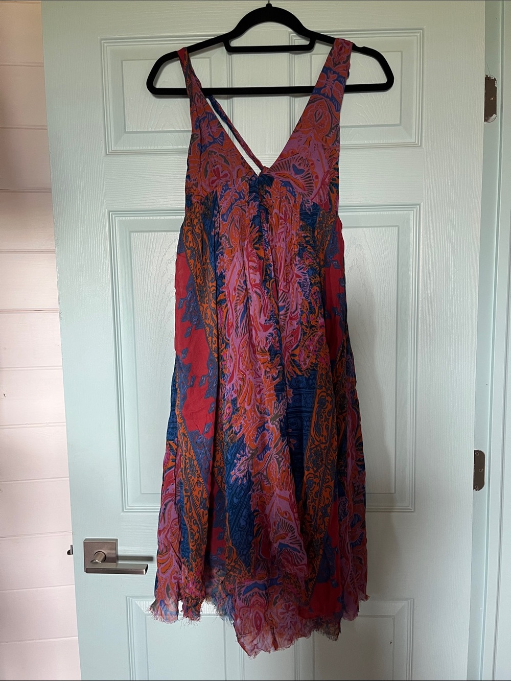 Free People Women’s V-Neck tie-back Paisley Print Dress